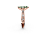 Rose gold Fancy Green Marquise  Solitaire Pavé Diamond Engagement Ring with Four-Prong Setting_157