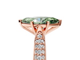Rose gold Fancy Green Marquise  Solitaire Pavé Diamond Engagement Ring with Four-Prong Setting_160