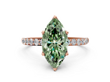 Rose gold Fancy Green Marquise  Solitaire Pavé Diamond Engagement Ring with Four-Prong Setting_61