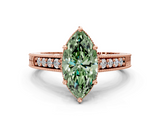 Rose gold Fancy Green Marquise  Solitaire Pavé Diamond Milgrain Engagement Ring with Four-Prong Setting_3