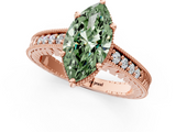 Rose gold Fancy Green Marquise  Solitaire Pavé Diamond Milgrain Engagement Ring with Four-Prong Setting_4