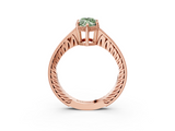 Rose gold Fancy Green Marquise  Solitaire Pavé Diamond Milgrain Engagement Ring with Four-Prong Setting_6