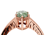 Rose gold Fancy Green Marquise  Solitaire Pavé Diamond Milgrain Engagement Ring with Four-Prong Setting_7