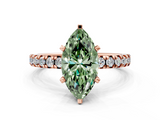 Rose gold Fancy Green Marquise  Solitaire Pave Diamond Engagement Ring with Four-Prong Setting_330