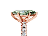 Rose gold Fancy Green Marquise  Solitaire Pave Diamond Engagement Ring with Four-Prong Setting_335