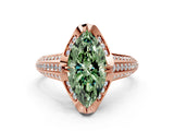 Rose gold Fancy Green Marquise  Solitaire Pave Split Shank Ring with Four-Prong Setting_81