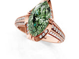 Rose gold Fancy Green Marquise  Solitaire Pave Split Shank Ring with Four-Prong Setting_82