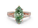 Rose gold Fancy Green Marquise  Solitaire Split Shank Pavé Diamond Engagement Ring_389