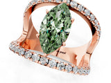Rose gold Fancy Green Marquise  Solitaire Split Shank Pave Diamond Ring_50