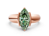 Rose gold Fancy Green Marquise  Solitaire Tension Set Diamond Ring with Wide Band_37