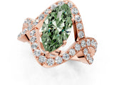 Rose gold Fancy Green Marquise  Solitaire Twist Band Pavé Diamond Engagement Ring_69