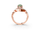 Rose gold Fancy Green Marquise  Solitaire Twist Band Pavé Diamond Engagement Ring_71