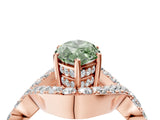 Rose gold Fancy Green Marquise  Solitaire Twist Band Pavé Diamond Engagement Ring_72