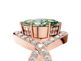 Rose gold Fancy Green Marquise  Solitaire Twist Band Pavé Diamond Engagement Ring_73