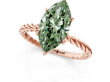 Rose gold Fancy Green Marquise  Solitaire Twist Band Ring with Four-Prong Setting_69