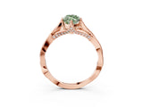 Rose gold Fancy Green Marquise  Solitaire Twist Band Six-Prong Setting 3
