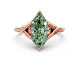 Rose gold Fancy Green Marquise  Solitaire Twist Band Six-Prong Setting
