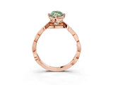 Rose gold Fancy Green Marquise  Solitaire Twist Band with Leaf Prong Setting 4