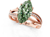 Rose gold Fancy Green Marquise  Solitaire Twist Band with Pavé Accents and Four-Prong Setting_33