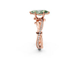 Rose gold Fancy Green Marquise  Solitaire Twist Band with Pavé Accents and Four-Prong Setting_34