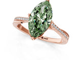 Rose gold Fancy Green Marquise  Solitaire Twist Band with Pavé Diamonds and Four-Prong Setting_68