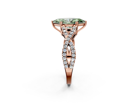 Rose gold Fancy Green Marquise  Solitaire Twist Band with Pavé Setting and Four-Prong Setting_19