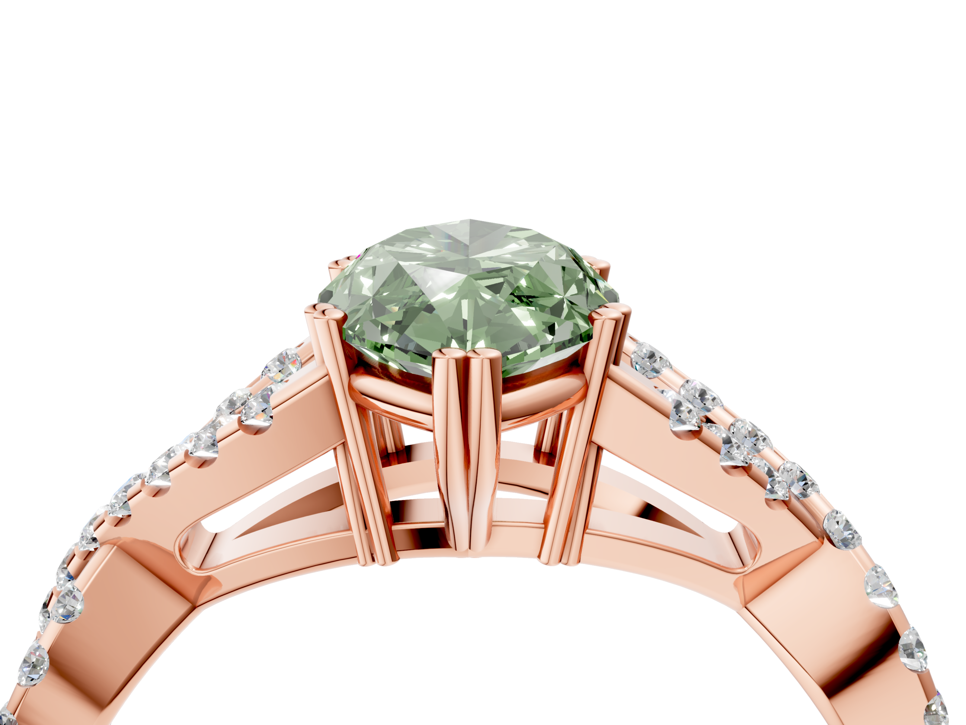Rose gold Fancy Green Marquise  Solitaire Twist Band with Pavé Setting and Four-Prong Setting_21