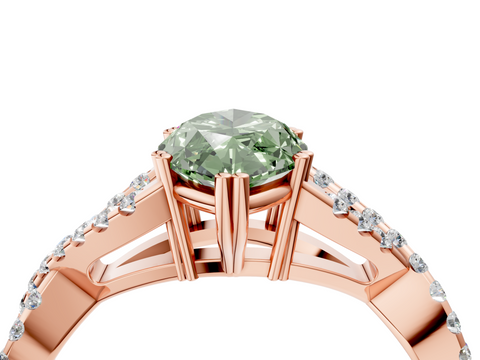 Rose gold Fancy Green Marquise  Solitaire Twist Band with Pavé Setting and Four-Prong Setting_21