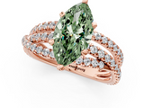 Rose gold Fancy Green Marquise  Solitaire Twist Band with Pavé Setting and Four-Prong Setting_63