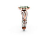Rose gold Fancy Green Marquise  Solitaire Twist Band with Pavé Setting and Four-Prong Setting_64