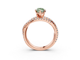 Rose gold Fancy Green Marquise  Solitaire Twist Band with Pavé Setting and Four-Prong Setting_65