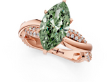 Rose gold Fancy Green Marquise  Solitaire Twist Band with Pave Prong Setting_81