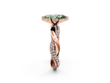 Rose gold Fancy Green Marquise  Solitaire Twist Band with Pave Prong Setting_82