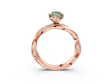 Rose gold Fancy Green Marquise  Solitaire Twist Band with Pave Prong Setting_83