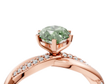 Rose gold Fancy Green Marquise  Solitaire Twist Band with Pave Prong Setting_84