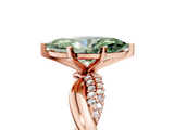 Rose gold Fancy Green Marquise  Solitaire Twist Band with Pave Prong Setting_85