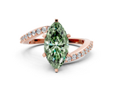 Rose gold Fancy Green Marquise  Solitaire Twist Band with Pave Set Diamonds and Four-Prong Setting_129
