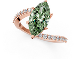 Rose gold Fancy Green Marquise  Solitaire Twist Band with Pave Set Diamonds and Four-Prong Setting_130