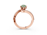Rose gold Fancy Green Marquise  Solitaire Twist Band with Pave Set Diamonds and Four-Prong Setting_132