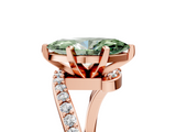 Rose gold Fancy Green Marquise  Solitaire Twist Band with Pave Set Diamonds and Four-Prong Setting_134