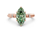 Rose gold Fancy Green Marquise  Solitaire Twisted Band Prong Set Engagement Ring_61