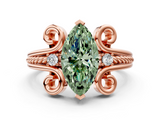 Rose gold Fancy Green Marquise  Solitaire Twisted Band Scroll Prong Ring_34