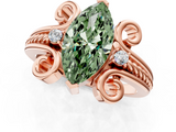 Rose gold Fancy Green Marquise  Solitaire Twisted Band Scroll Prong Ring_35