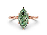 Rose gold Fancy Green Marquise  Solitaire Twisted Band with Bead Prong Setting_319