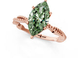 Rose gold Fancy Green Marquise  Solitaire Twisted Band with Bead Prong Setting_320