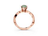 Rose gold Fancy Green Marquise  Solitaire Twisted Band with Bead Prong Setting_322