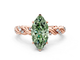 Rose gold Fancy Green Marquise  Solitaire Twisted Band with Pavé Accents and Four-Prong Setting_20