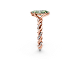 Rose gold Fancy Green Marquise  Solitaire Twisted Band with Pavé Accents and Four-Prong Setting_22
