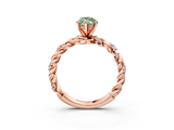 Rose gold Fancy Green Marquise  Solitaire Twisted Band with Pavé Accents and Four-Prong Setting_23