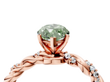 Rose gold Fancy Green Marquise  Solitaire Twisted Band with Pavé Accents and Four-Prong Setting_24